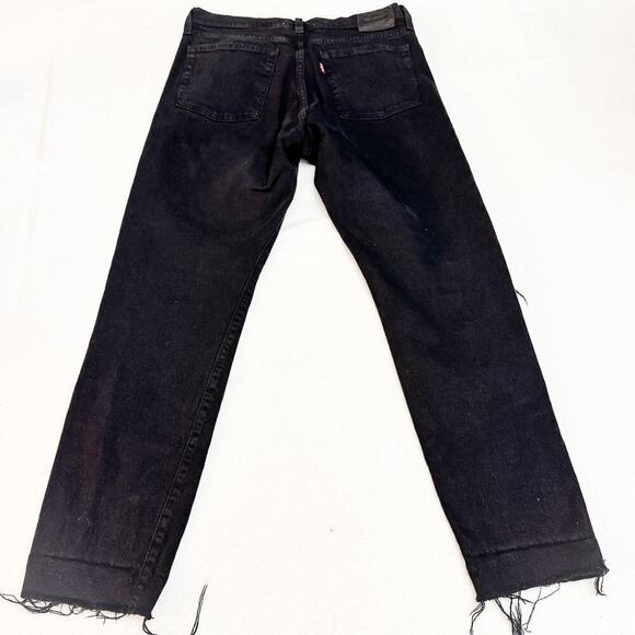 Levi's Wedgie Black Denim Button Fly Distressed Jeans Size 28 - Picture 3 of 11